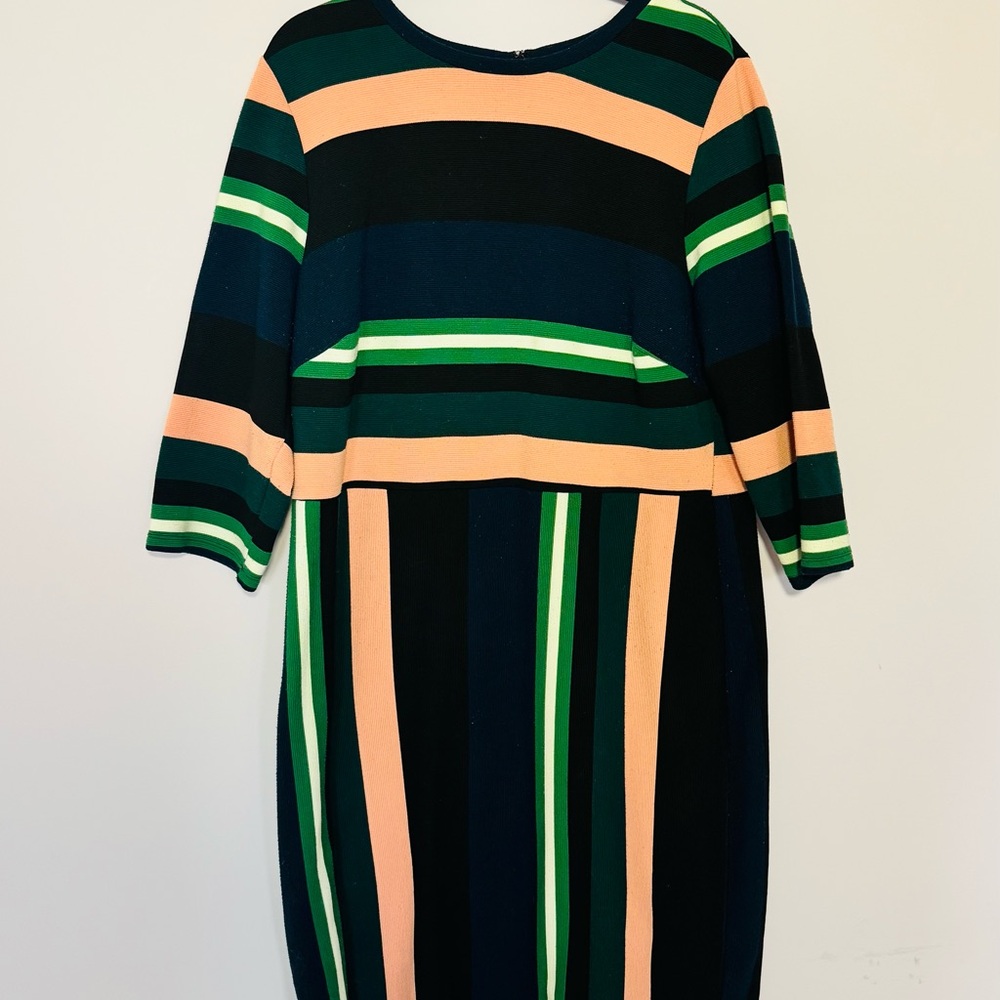Eloquii Multicolor Striped Long Sleeve Dress